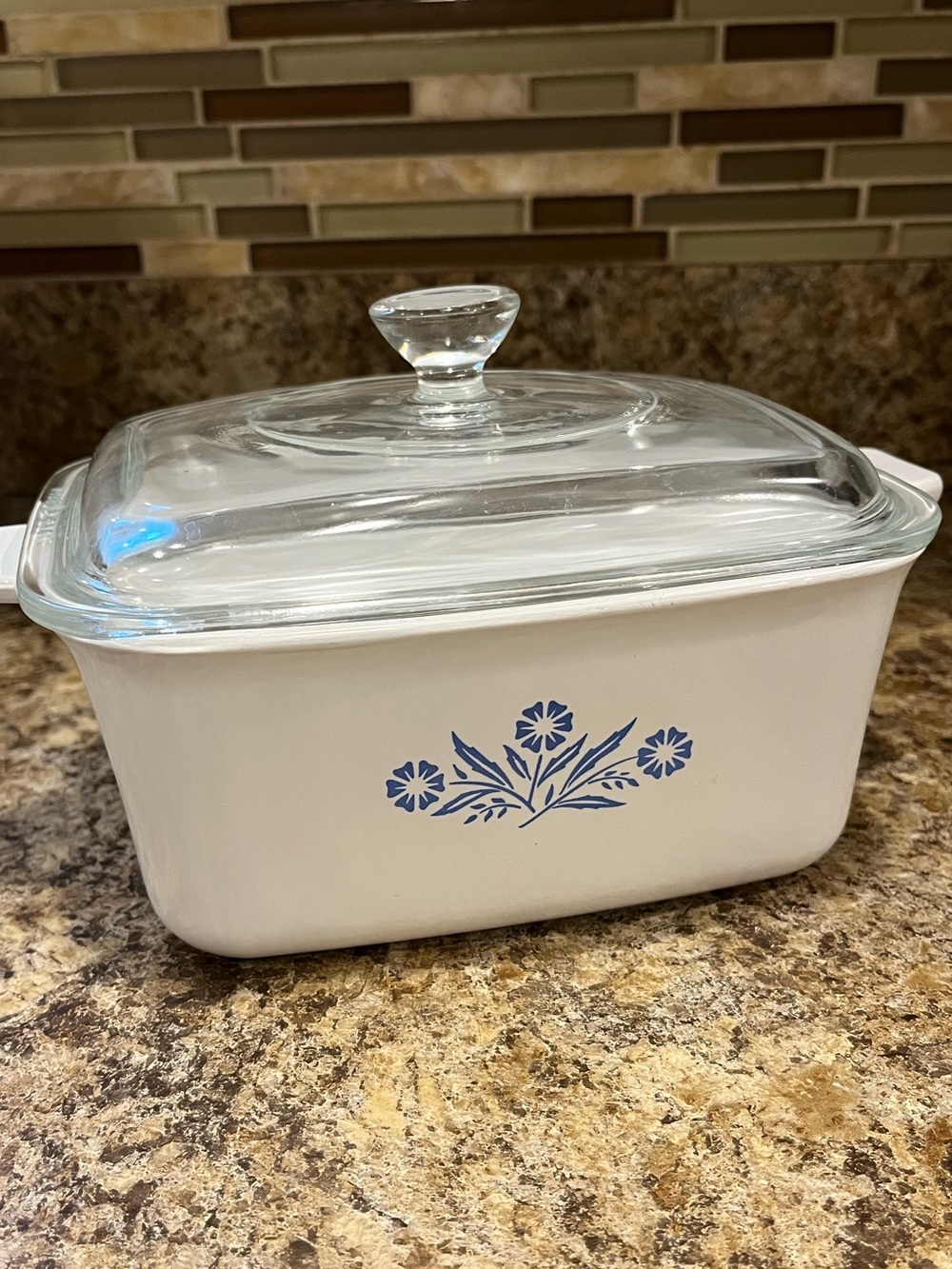 Vintage Corning Ware P-4-B Blue Cornflower Casserole 7 x 5 with Handles and Lid